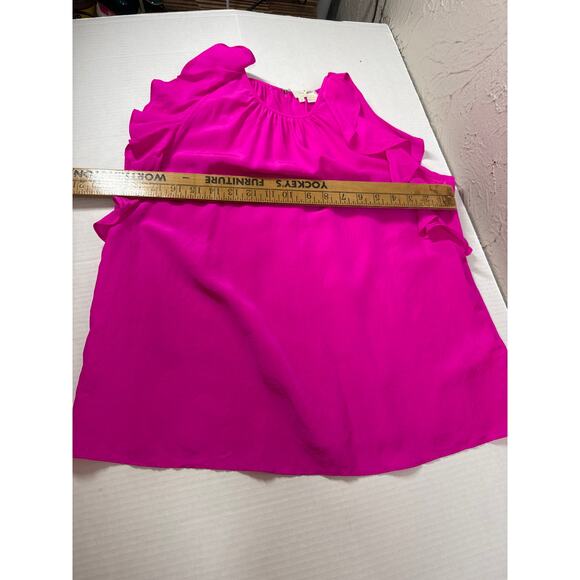 Kate Spade Crepe Ruffle Pink Fuchsia Womens Career Casual Top Size Medium - Picture 5 of 6